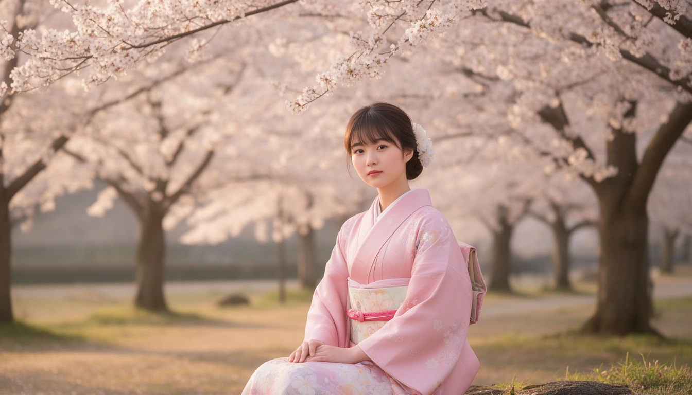 Japanese girl in kimono representing Japanese girl names starting with A