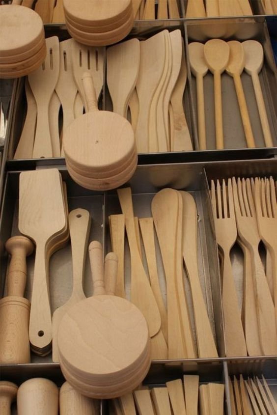 Bamboo kitchen utensils and storage accessories in a zen-style kitchen