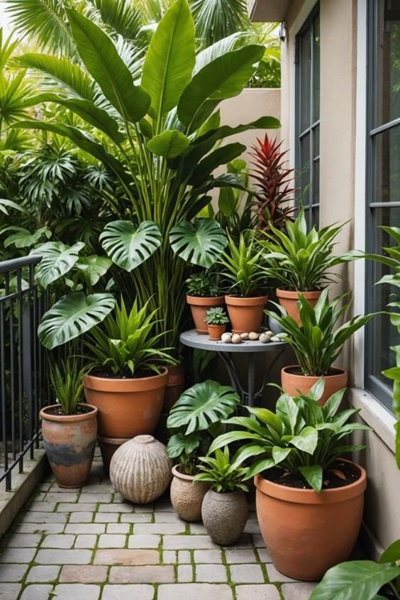 Herb garden on kitchen windowsill in terracotta pots for a zen kitchen